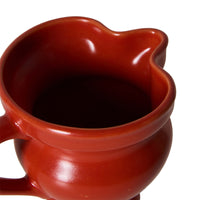Close-up of the pouring spout on the HKLIVING Farmhouse Ceramics small jug in red, showing the crystalline glaze
