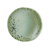 Single HKLIVING Fleck side plate showing the speckled sage green glaze