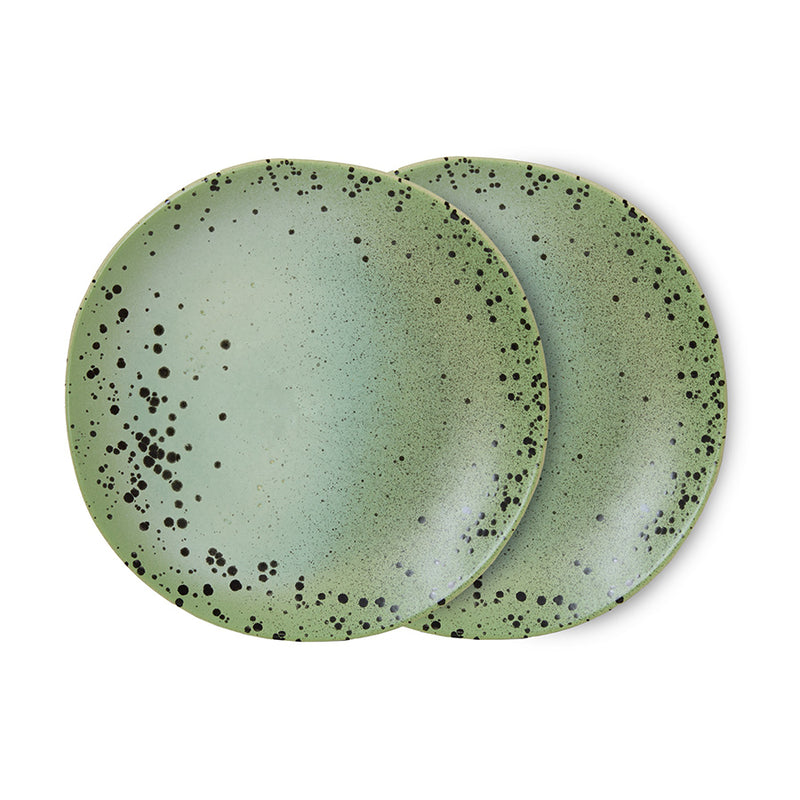 70s Ceramics Side Plates in Fleck, Set of 2 by HKLIVING, on white background