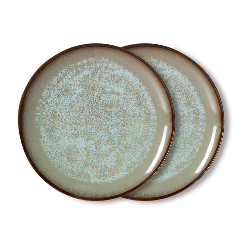 70s Ceramics Dinner Plates in Contrast, Set of 2 by HKLIVING, on white background