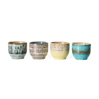 70s Ceramics Café Cups in Abundance by HKLIVING, set of 4 lined up