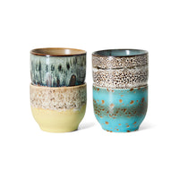 70s Ceramics Café Cups in Abundance by HKLIVING, set of 4 stacked