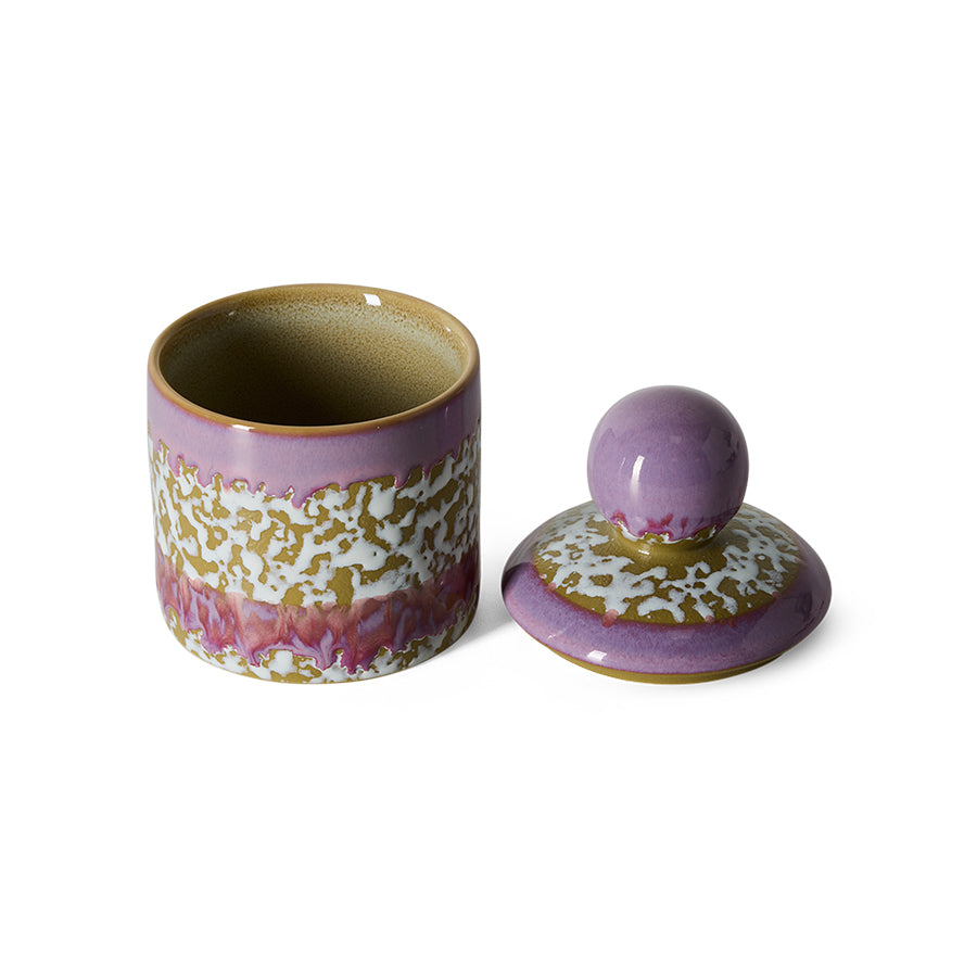 70s Ceramics Small Storage Jar in Deepsea by HKLIVING, lid removed showing interior