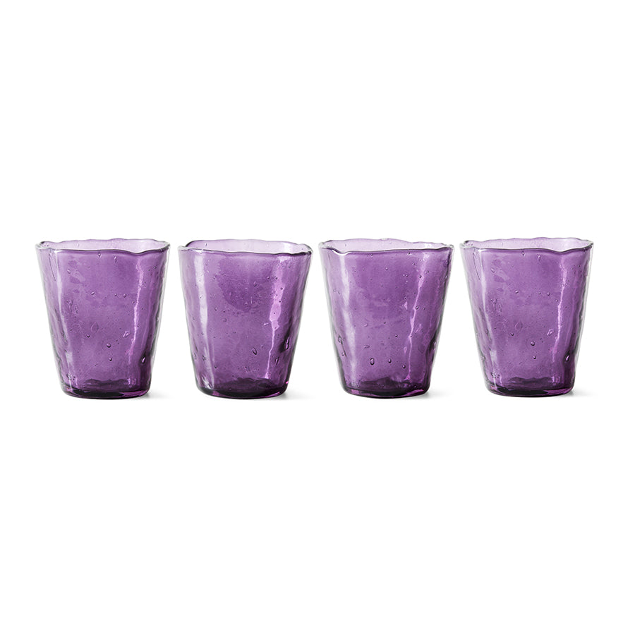 Farmhouse water glasses in violet by HKLIVING, medium, set of 4