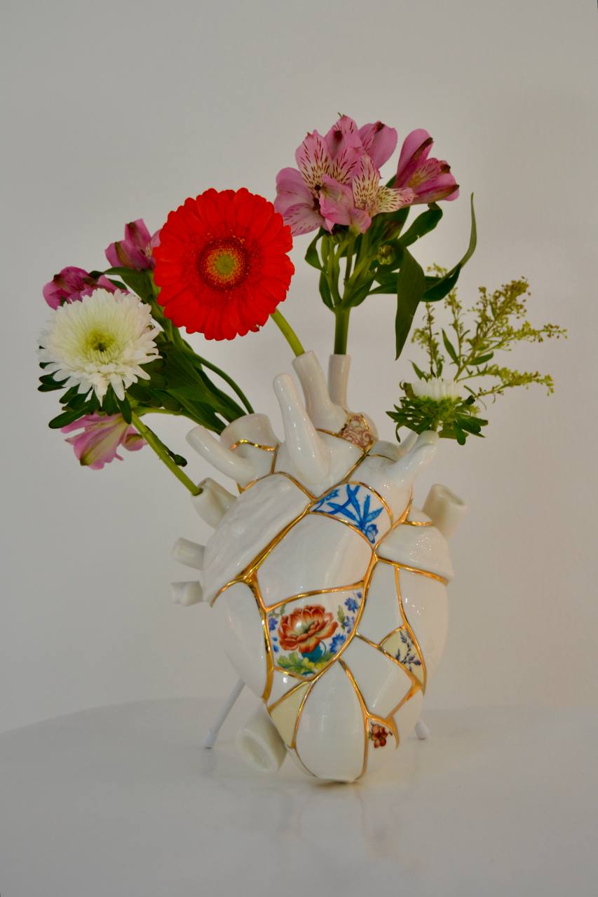 Seletti Love In Bloom Kintsugi Vase - Japanese-Inspired Anatomical Heart Vase