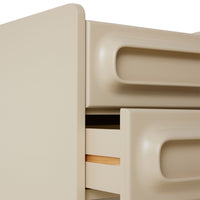 Front view of the cream Space Nightstand by HKLIVING, showing its two rounded drawer fronts