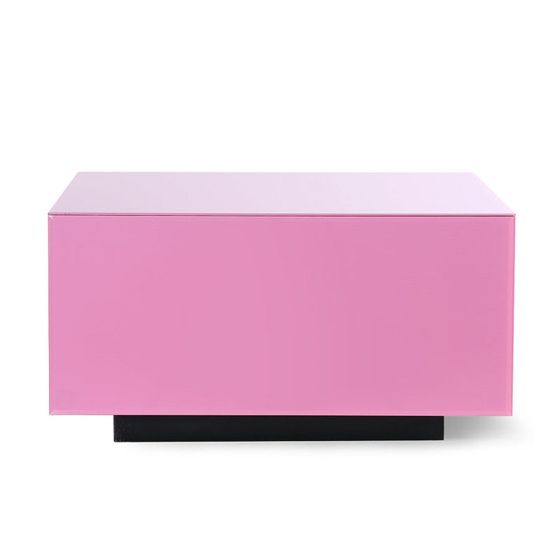 HKLIVING mirror block table large in pink, three-quarter view on a white background