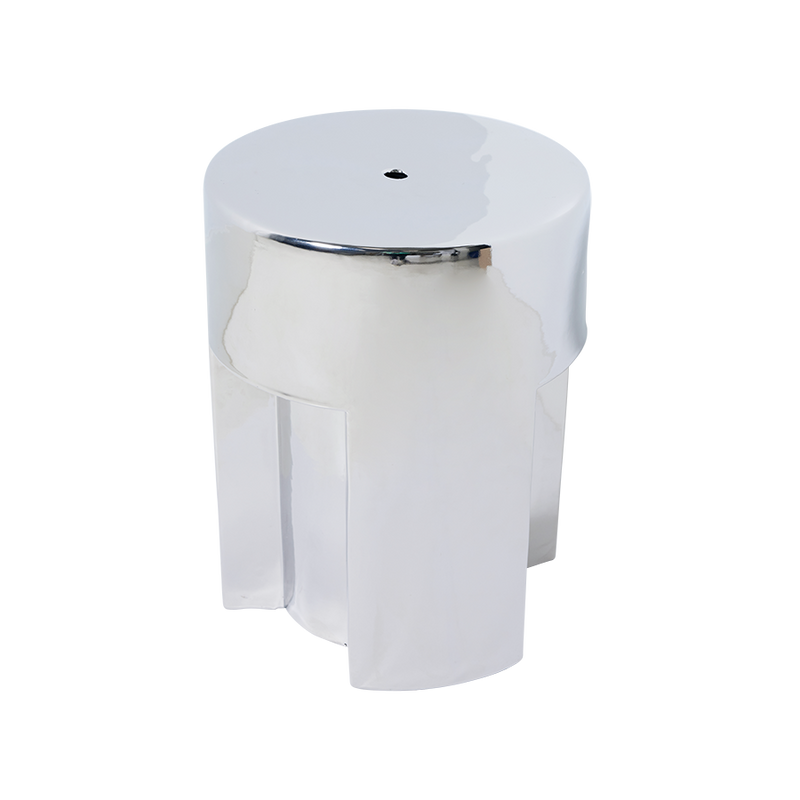 Chrome HKLIVING stoneware side table, view from above showing the round top