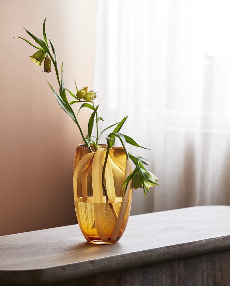 HALKI Vase Amber/White Stripe