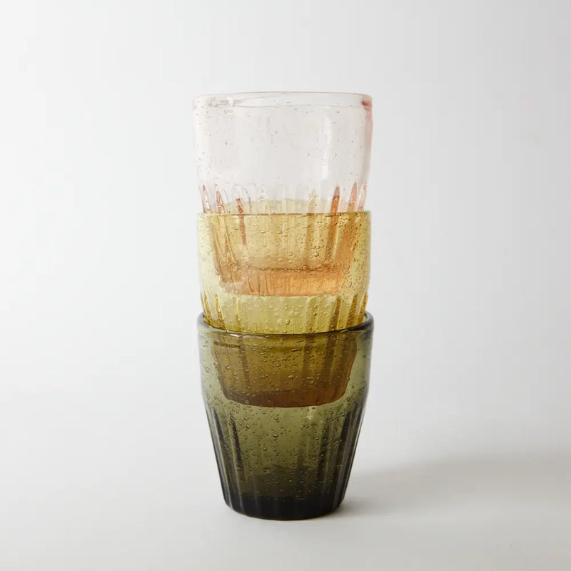 stack of handmade glass tumblers