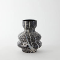 black and white marble effect glass vase 