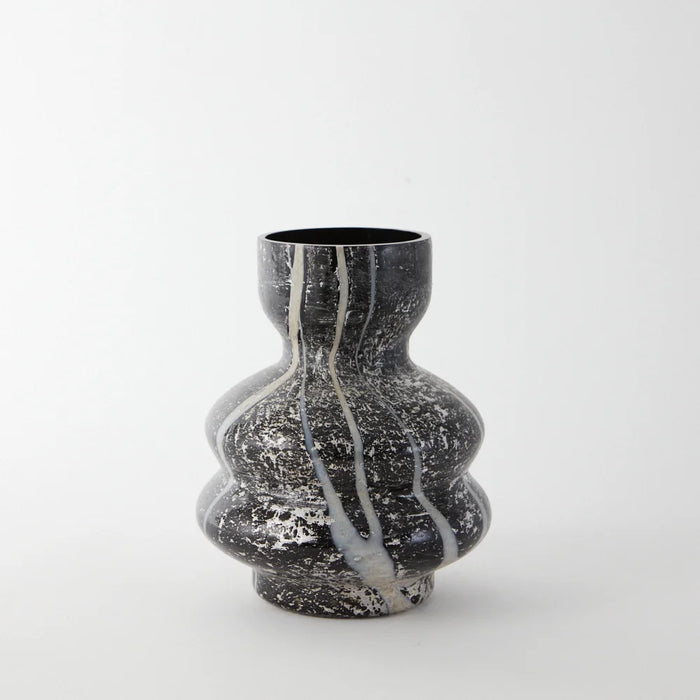 black and white marble effect glass vase 