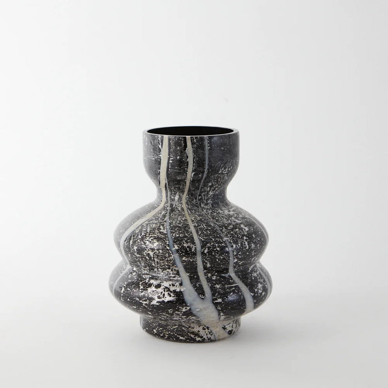 black and white marble effect glass vase 