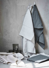 100% Linen Dishtowel Light Grey Set of 2