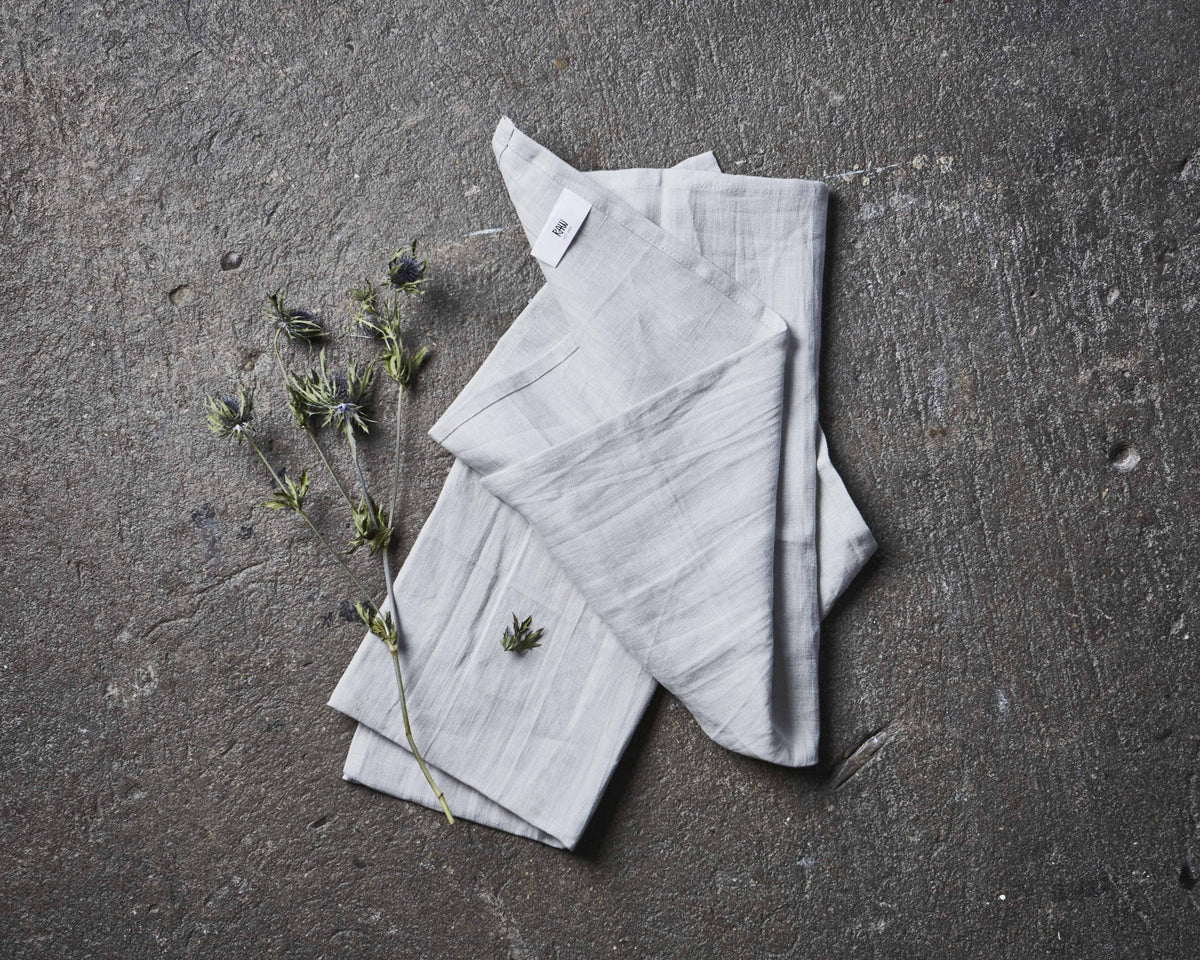 100% Linen Dishtowel Light Grey Set of 2