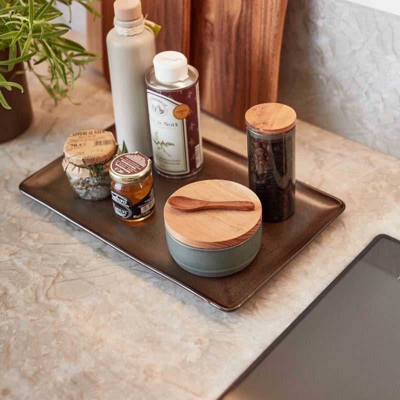 RAW Northern Green Small Bowl with Teak Wood Lid & Spoon by Aida