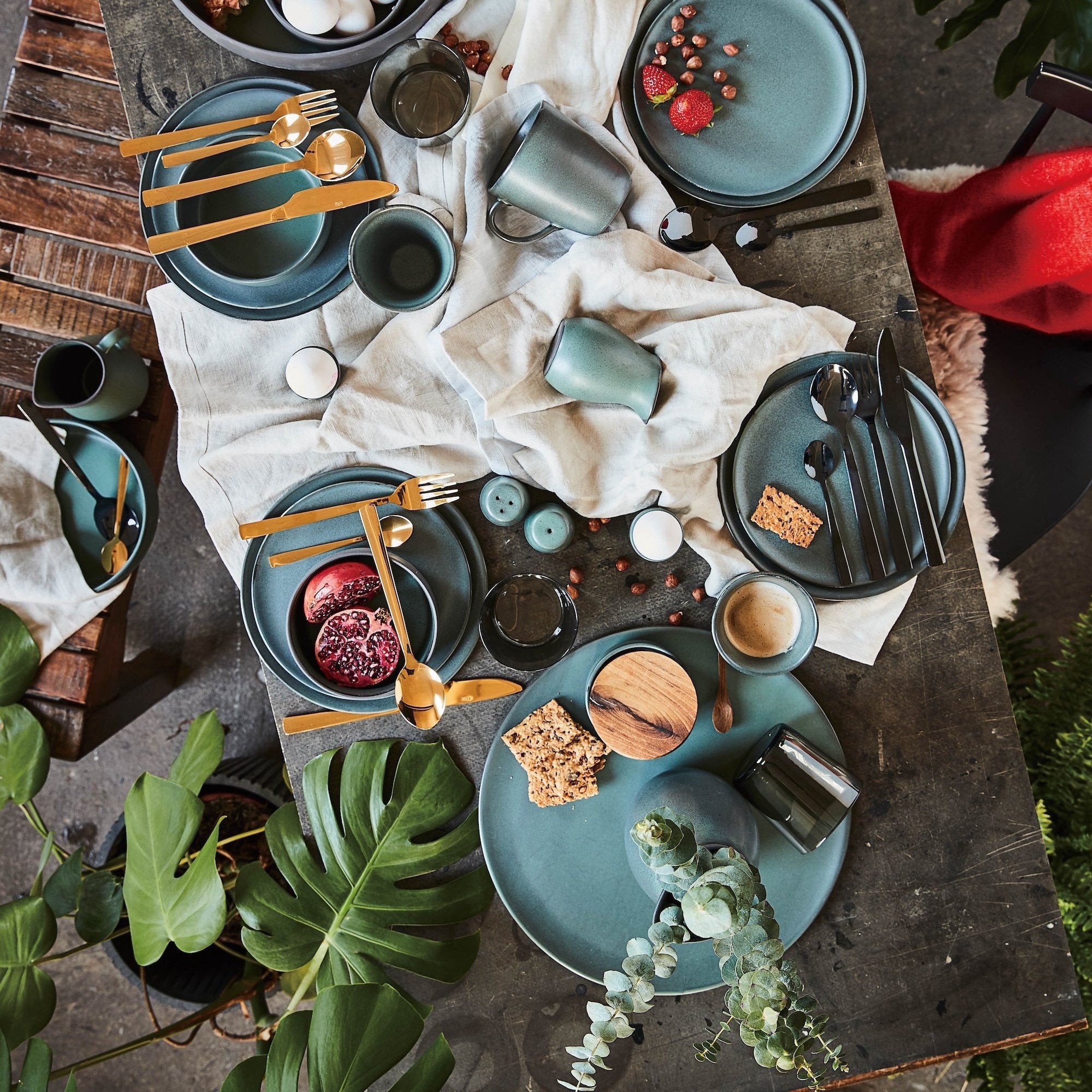 RAW Northern Green Small Bowl with Teak Wood Lid & Spoon by Aida – Stoneware Storage for Stylish Everyday Serving