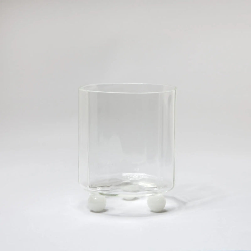 Palermo Glass White – Angled Glass with Unique White Glass Spheres Base