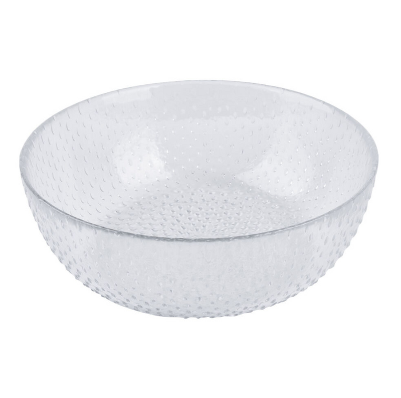 Large clear glass salad bowl with bead texture by Aida