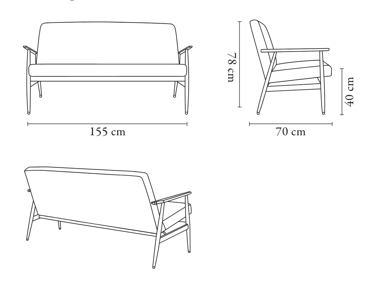 Fox Long Sofa, to Seat 3, Made to Order by 366 Concept