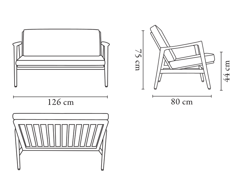 Stefan Sofa, to Seat 2, Handmade by 366 Concept