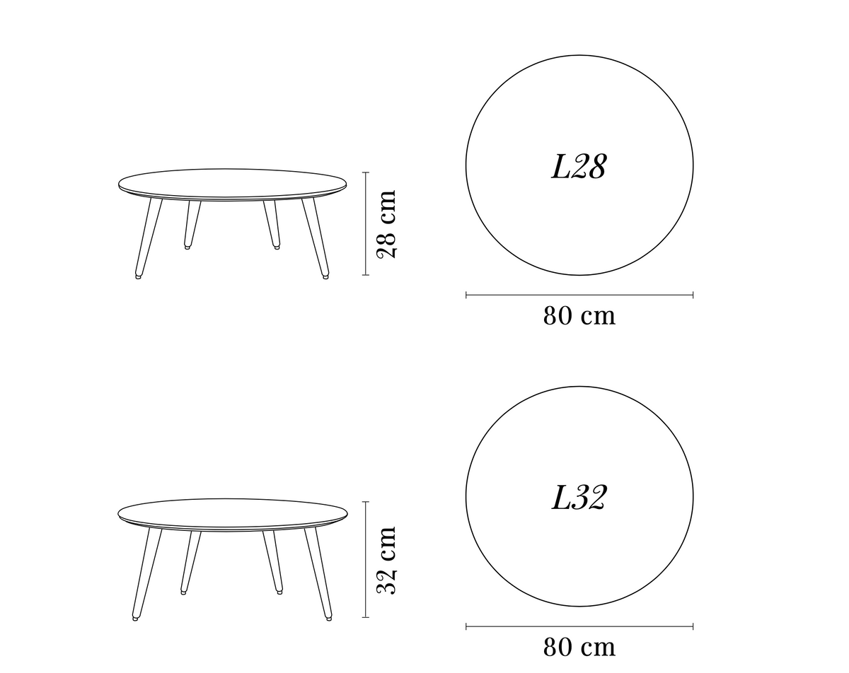 Fox Round Coffee Tables, Ash Wood, 366 Concept