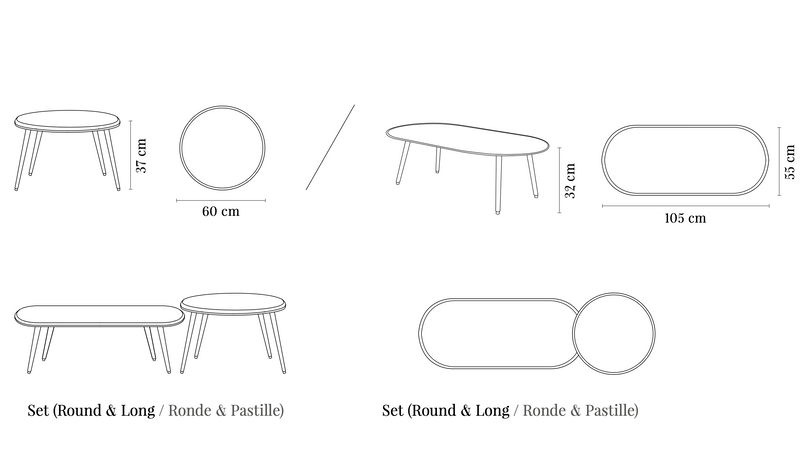 Fox Marble Top Coffee Tables, Ash Wood, 366 Concept