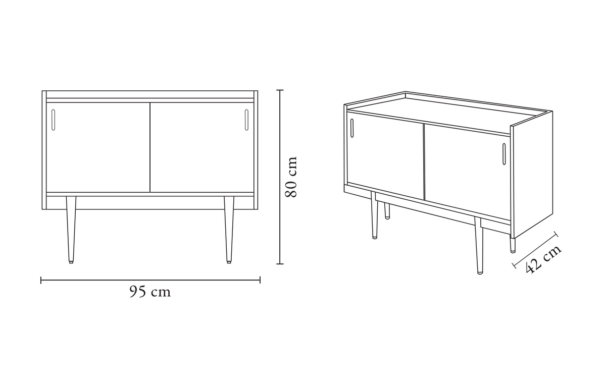 1050 Petite Sideboard, Oak Wood, 366 Concept