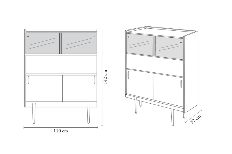 1050 Tall Sideboard, Oak Wood, 366 Concept