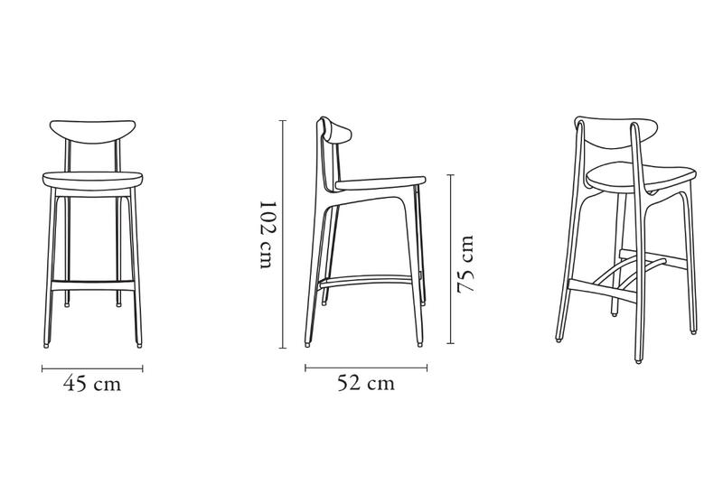 Bar Stool, 200-190, With and Without a Backrest, 75cm, Made to Order by 366 Concept