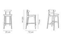 Bar Stool, 200-190, With and Without a Backrest, 65cm, Made to Order by 366 Concept