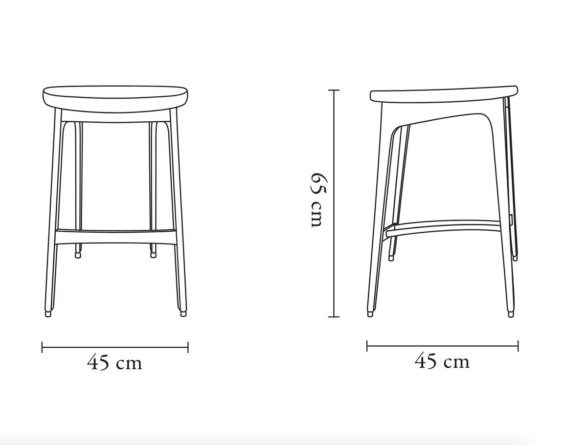 Bar Stool, 200-190, in Ash Wood, With or Without Backrest, Handmade by 366 Concept