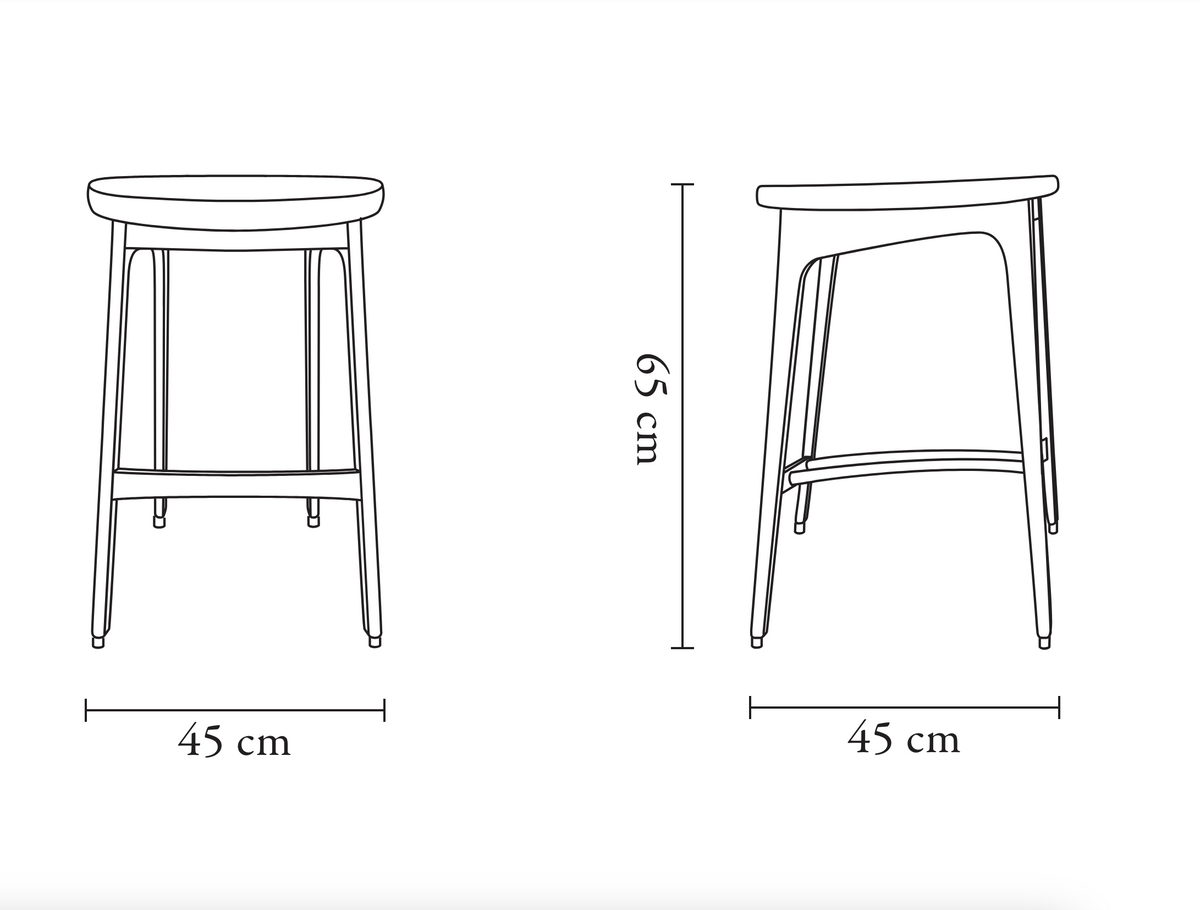 Bar Stool, 200-190, With and Without a Backrest, 65cm, Made to Order by 366 Concept