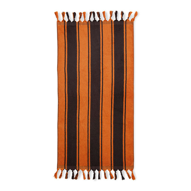 orange and brown striped large bath towel from hkliving matching a 70s style perfectly