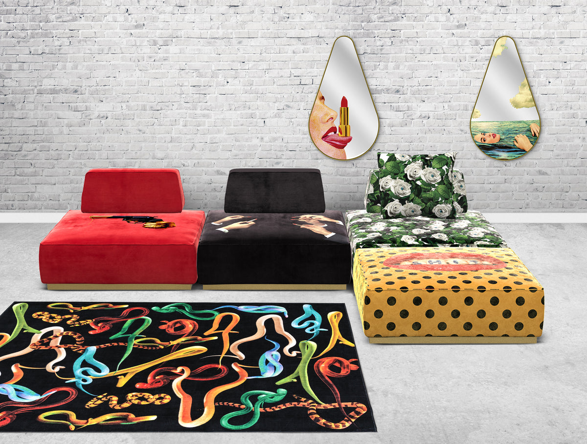 Poufs and Modular Sofa by Seletti and TOILETPAPER Home – Bold Statement Furniture with Golden Base (Multiple Designs) Modular Sofa