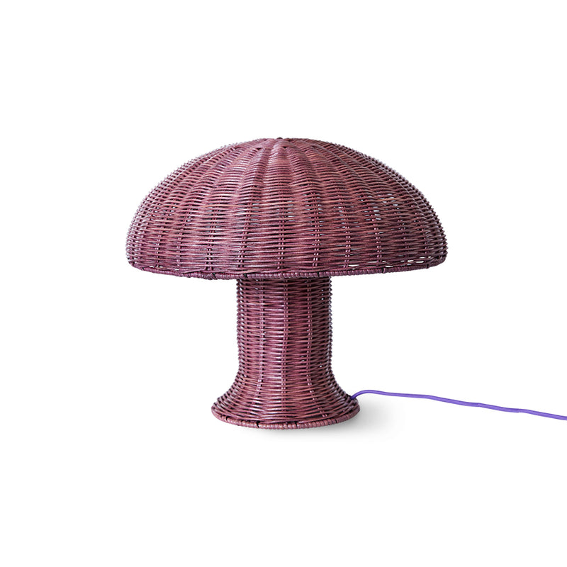 table lamp of hand woven rattan from the Dutch design house HKliving in pruple colour