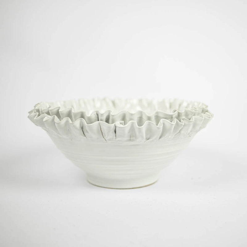 Claudine Bowl – Handmade Ceramic Bowl with Ruffled Edge and Footed Stand (Available in 3 Sizes)