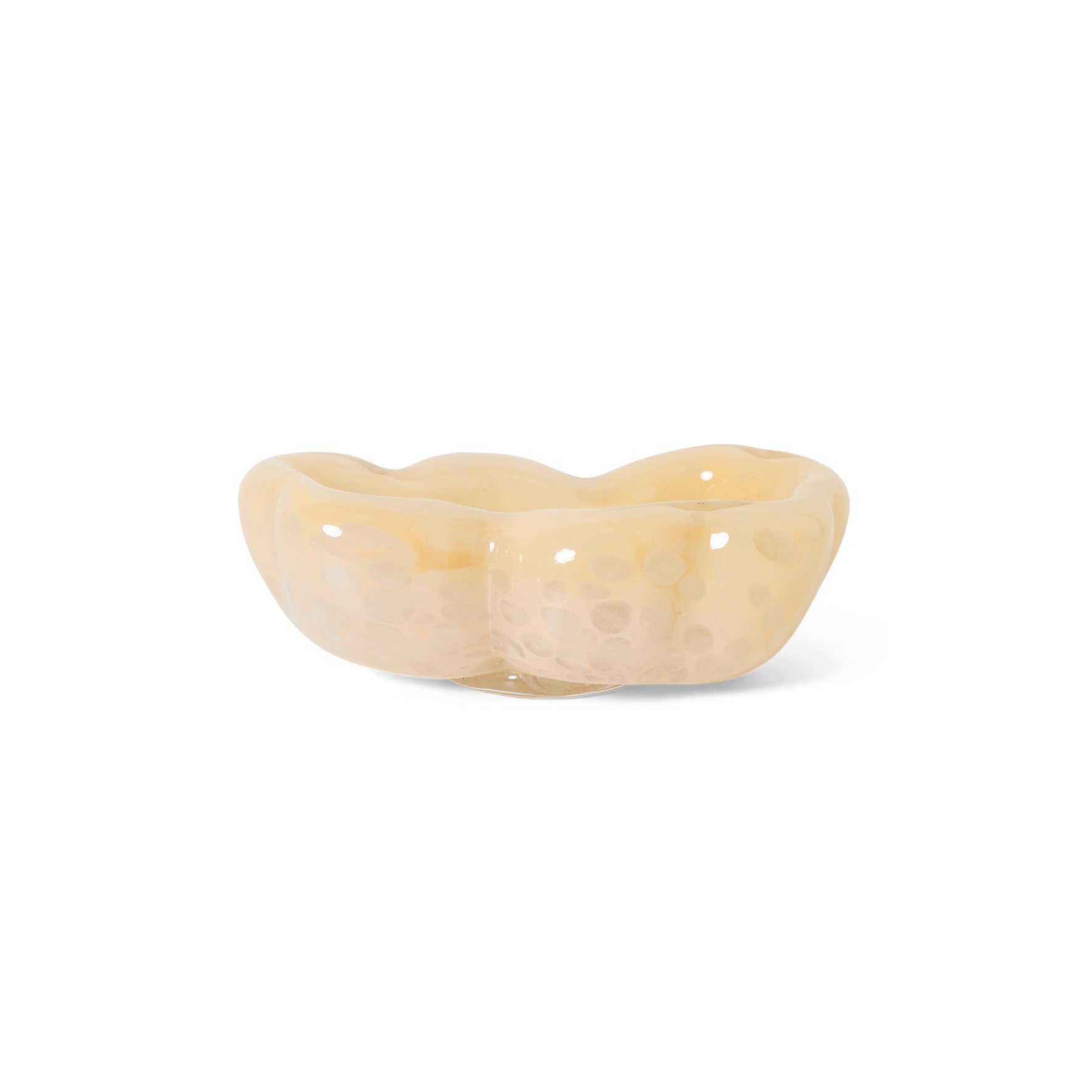 Front view of the HKLIVING oyster glass bowl on a plain white background, showing its scalloped opening and speckled glass finish