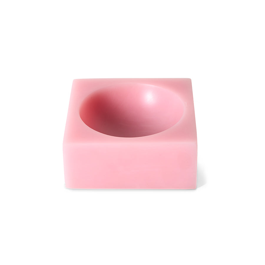 Angled studio view of the HKLIVING Pop Cube Small in Pink on a white background, showing the depth of the scooped bowl