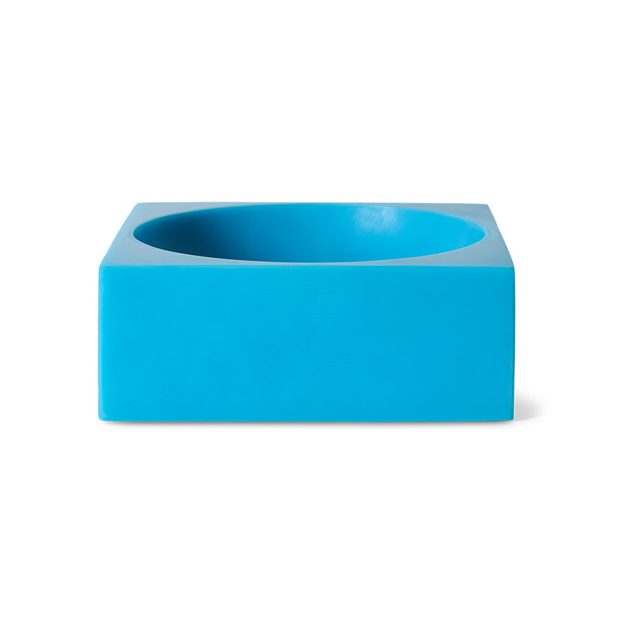 HKLIVING Pop Cube Large in Blue front-facing on white background showing square resin form and scooped bowl