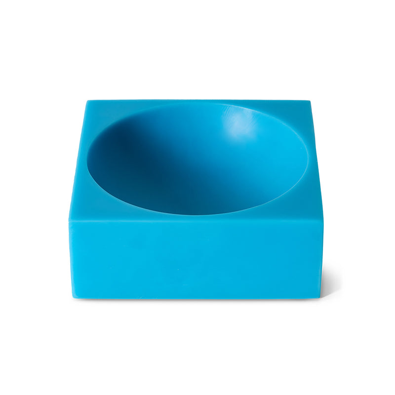 HKLIVING Pop Cube Large in Blue angled on white background showing depth of scooped bowl and vivid cyan finish