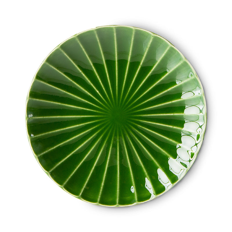 the emeralds: Ceramic Side Plate Ribbed, green (set of 2)