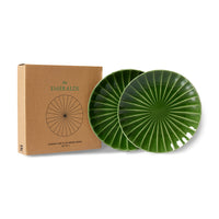 the emeralds: Ceramic Side Plate Ribbed, green (set of 2)