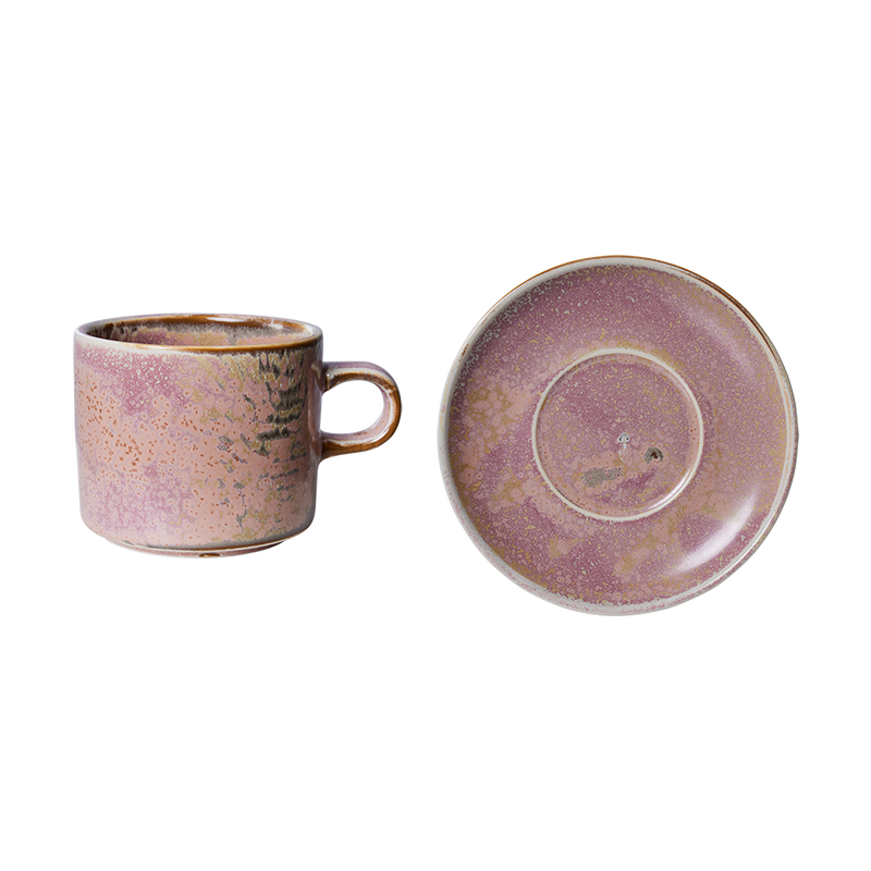 hkliving Chef Ceramics Cup and Saucer - Rustic Pink