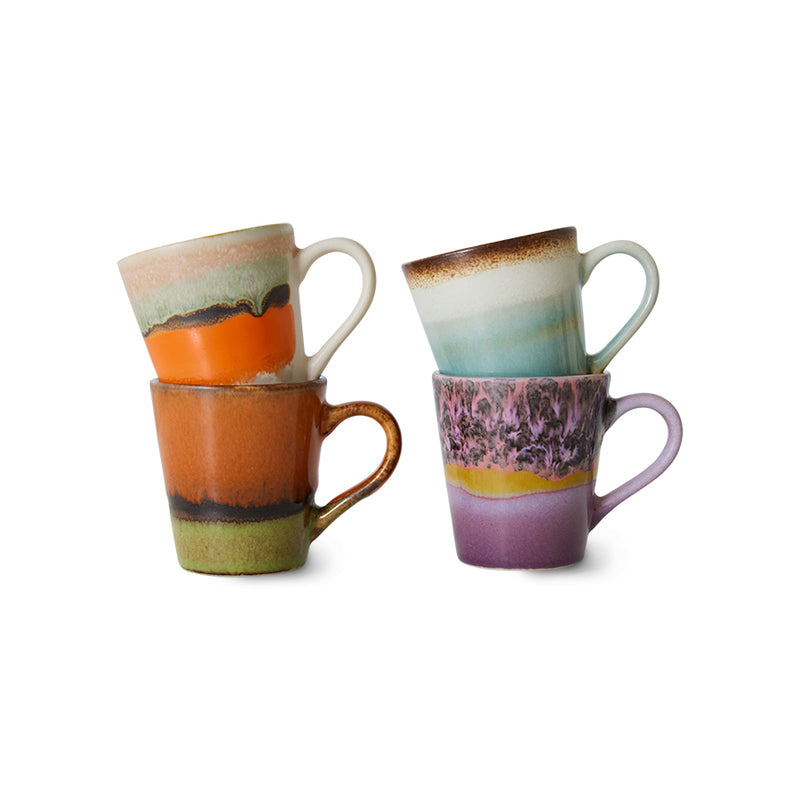 HKliving Espresso Mugs, Set of 4, 70s Collection