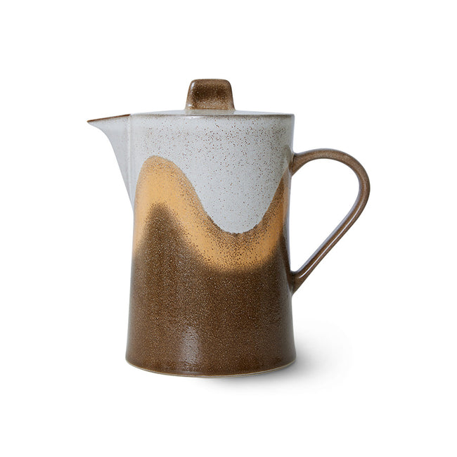 hkliving tea pot with brown, beige, and grey with a good sloping handle