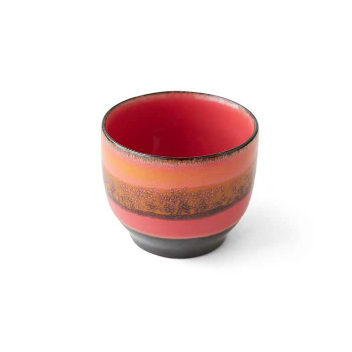 the pink red almost deep sunset colours of the excelsor design of hkliving new coffee cup range