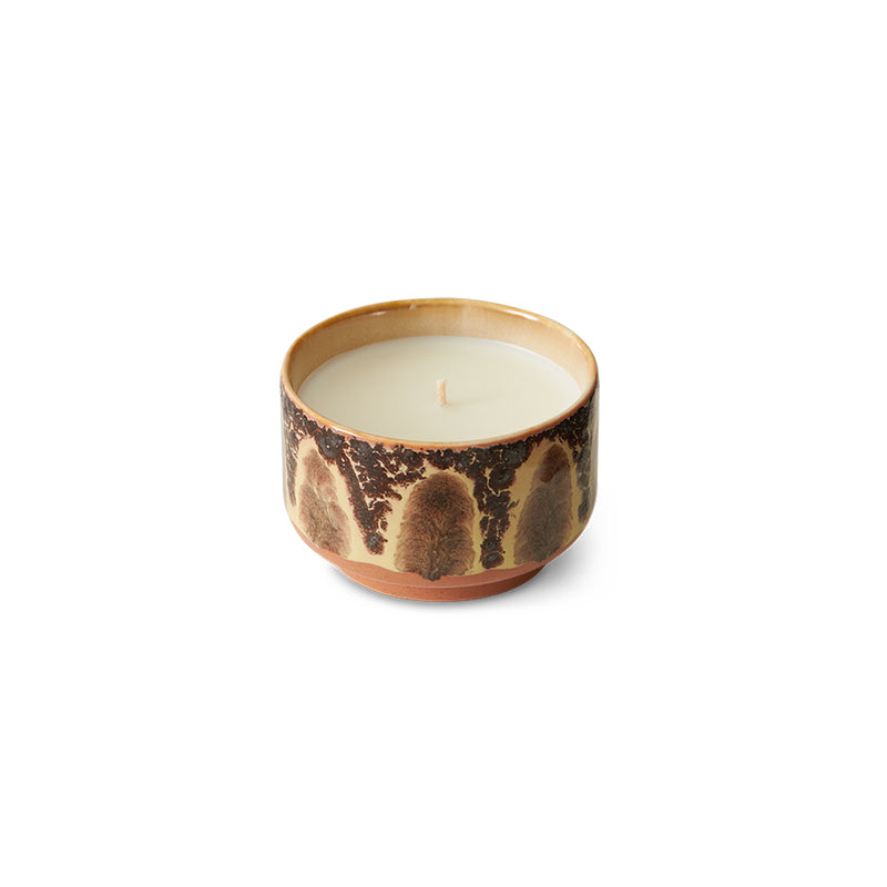 Close-up of the HKLIVING Kyoto candle showing smooth wax and ceramic rim detail.