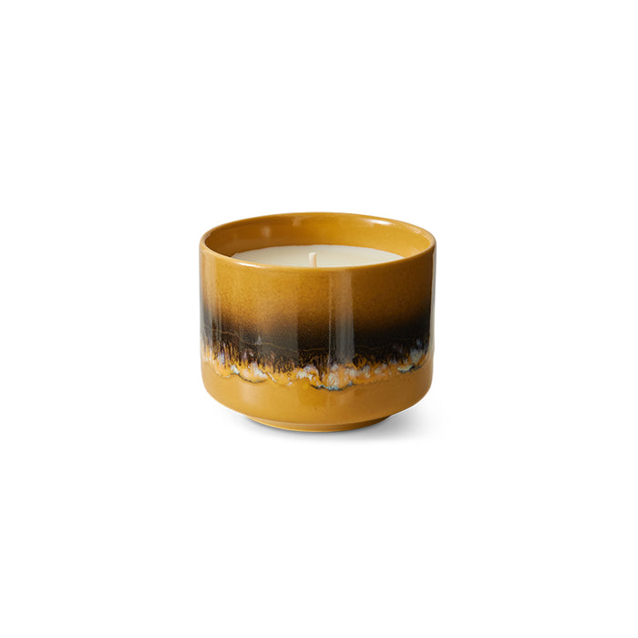 HKLIVING 70s Ceramics scented candle – Valencia edition in mustard and black reactive glaze