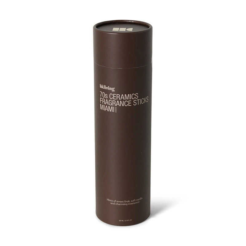 Packaging of the new HKLVIING reed diffusers: Brown cylindrical container with text on a white background